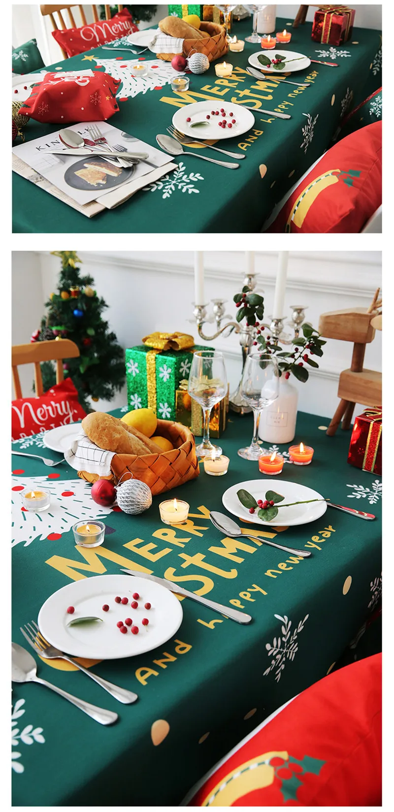 Рождественская скатерть высокого качества из водонепроницаемого холста, кухонный декор для обеденного стола, настольное покрытие, Рождественский Декор, год