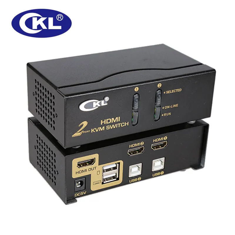 USB HDMI KVM Switch 2 Port with Cables, PC Monitor