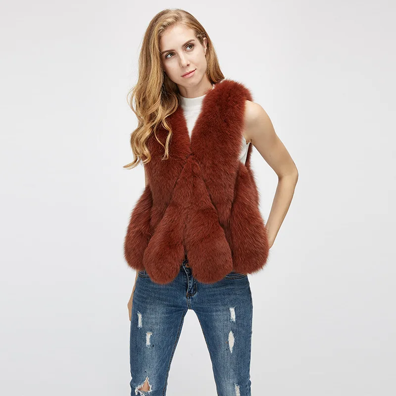 

Natural Whole Fox Fur Vest Gilet Waistcoat Short sleeveless winter warm Natural Fur Vest Vestwoman Real Fur Jacket Fox Fur Coats