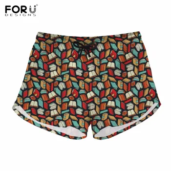 

FORUDESIGNS Book Lover/Teacher/Math Pattern Students Summer Shorts Casual Lady Short Pants for Teenage Girls Harajuku Fit Short