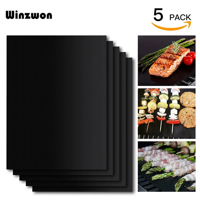 

5Pcs/set Reusable Non-Stick Barbecue Grill Mat Pad Baking Liners Easy Clean Cooking Roast Sheet For Outdoor BBQ Tool Accessories