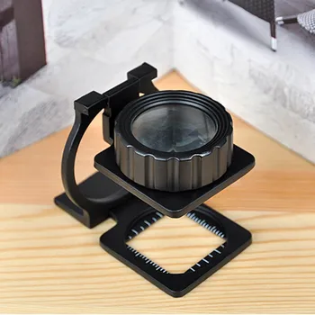 

20X Metal Jewelry Portable Folding Cloth Magnifier with Reading Scale 0.1cm Circuit Boards Textiles Pocket Magnifying Glass
