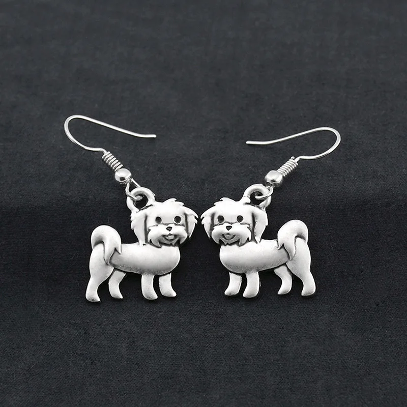 Vintage Silver Color Boho Simple Maltese Dog Drop Earrings Brincos Big Unique Animal Earrings Gifts For Women Oorbellen Jewelry Vintage Silver Color Boho Simple Maltese Dog Drop Earrings Brincos Big Unique Animal Earrings Gifts For Women Oorbellen Jewelry