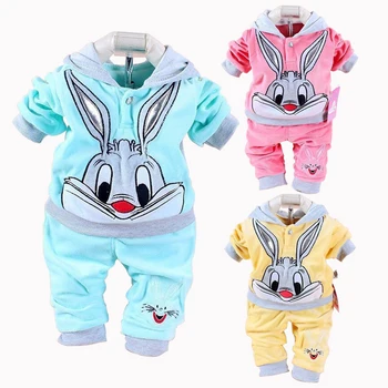 

New Baby Girls Clothing Set Cartoon Rabbit Hello Kitty Spring Lovely Baby's Sets Children Clothes Casual Velour Kids Clothing
