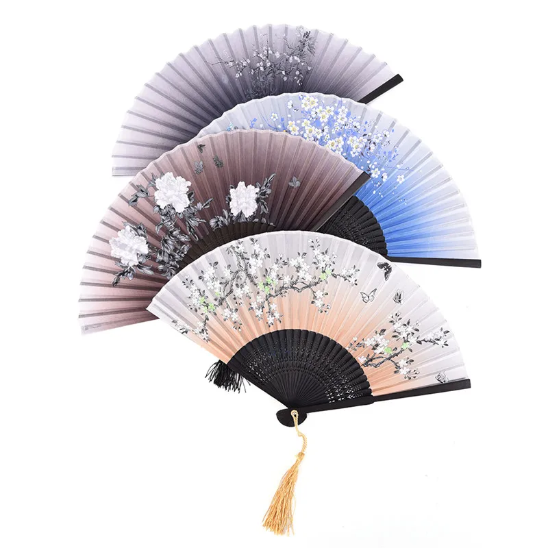 

Chinese Silk Flower Butterfly Folding Hand Fan Pocket Fan Women Dancing Hand Fans Decor Birthday Party Decoration Favors Gift