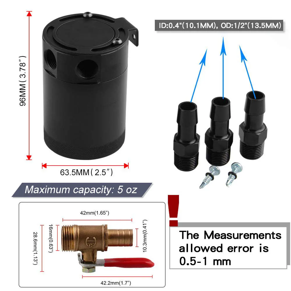 Автомобильный дыхательный аппарат масленка 2/3-port выхлоп отработанного масла для рекуперации горшок компактный озадаченный маслоуловитель БАК с фитингами 400 мл