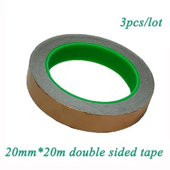 

3pcs/lot 20mm*20m Double Sided Conductive Tape Conductive Copper Foil Tape
