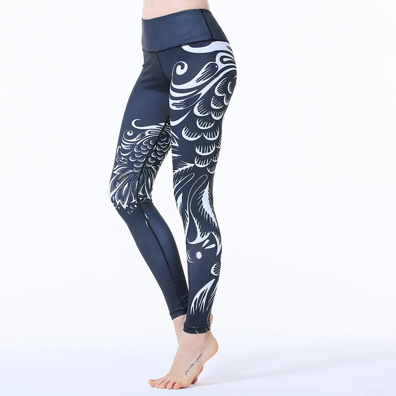 Черные набивные брюки женские полые сетчатые пряжа сплайсинга Йога Брюки для бега Спорт T быстросохнущие - Цвет: Многоцветный