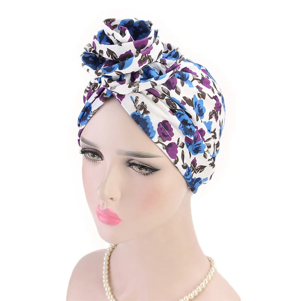 Женская мусульманская шляпа ретро тюрбан шляпа головной платок, шарф шапка бини для дам Мода девушки шляпа капот femme hiver - Цвет: Purple