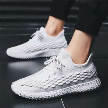 

Flying Knitted Breathable Men's Shoes Coconut Lace Shoes Low-Up Men's Running Shoes Men's Leisure Sports Shoes