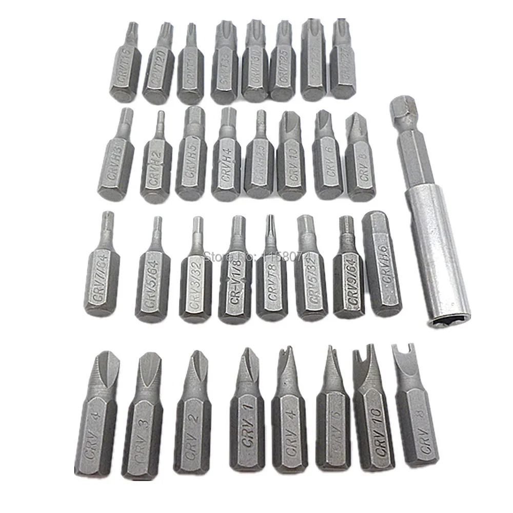33pc Security Bit Set Screwdriver Tool Torx Hex Star 60mm Magnetic Holder