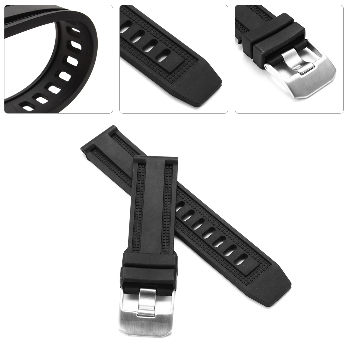 

Replacement Rubber 23mm Wristband Rubber Stainless Steel Buckle Watch Strap for Luminox Black Ops Series 8800 8802 men's watches