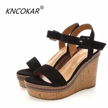 

2018The new wedges and sandals women's summer waterproof platform of European and American women's shoes with a high heel