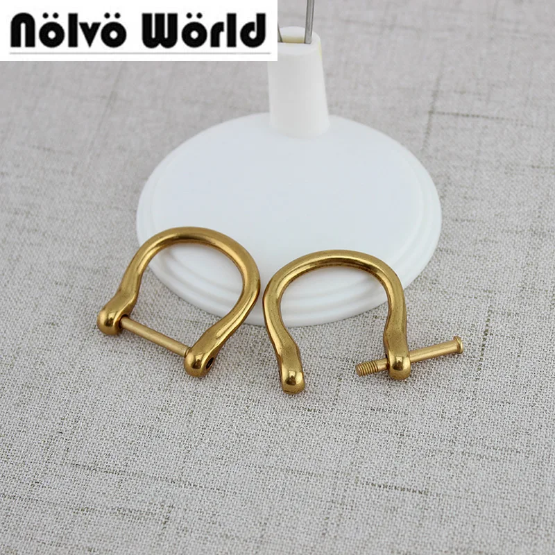 8pcs 1.6cm 2cm 6 Colors bamboo handle horseshoe buckle,detachable D Shape Screw Horseshoe ...