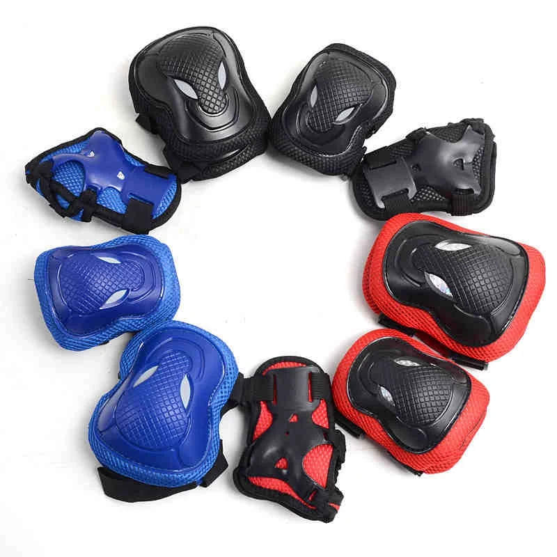 Roller skating gear set of six children and a roller skating shoe