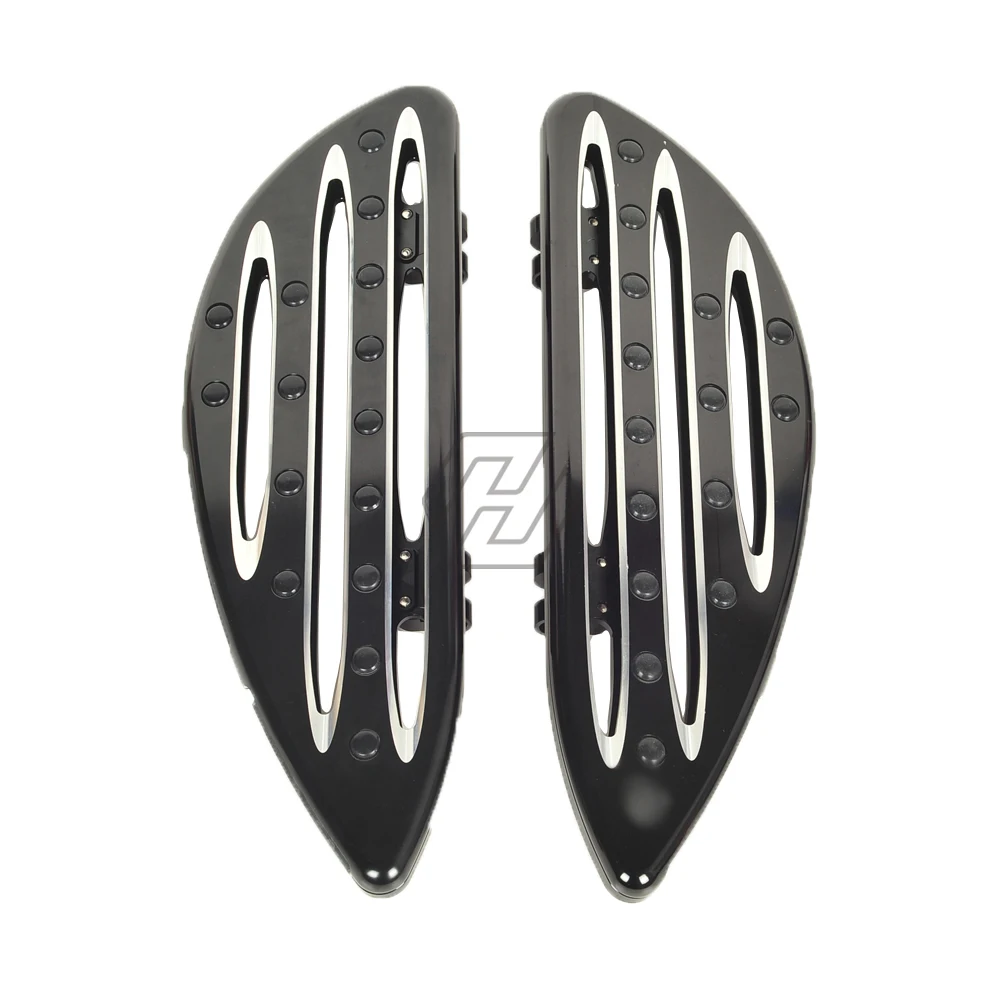 

Black CNC Front Deep Cut Driver Stretched Floorboard FootPegs case for Harley Touring Softail Dyna Glide 1986-2017