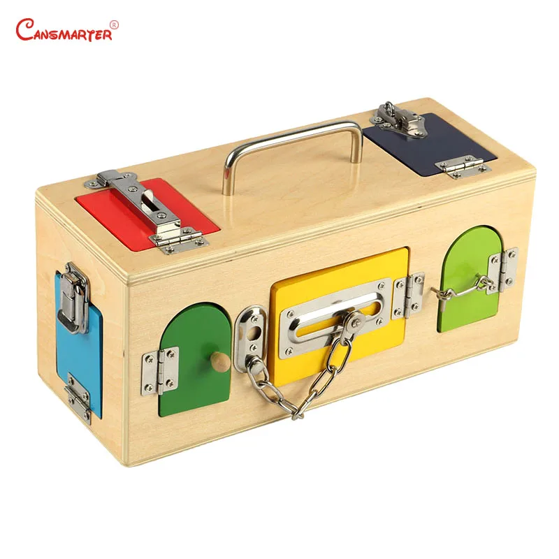 

Locks Exercise Box Montessori Box Multiple Shape Training Materials Daily Life Game Wooden Educational Home Preschool Child Toys