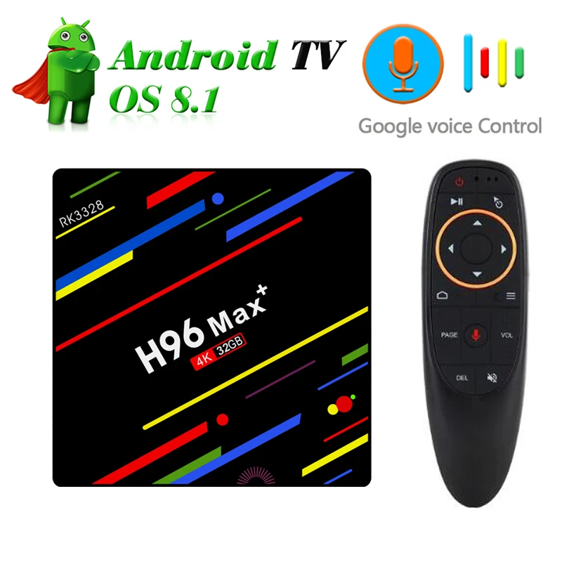 

RUIJIE H96 MAX Plus Google Voice Remote Smart TV Box Android 9.0 Rockchip RK3328 4GB 64GB USB3.0 H.265 4K Netflix Youtube