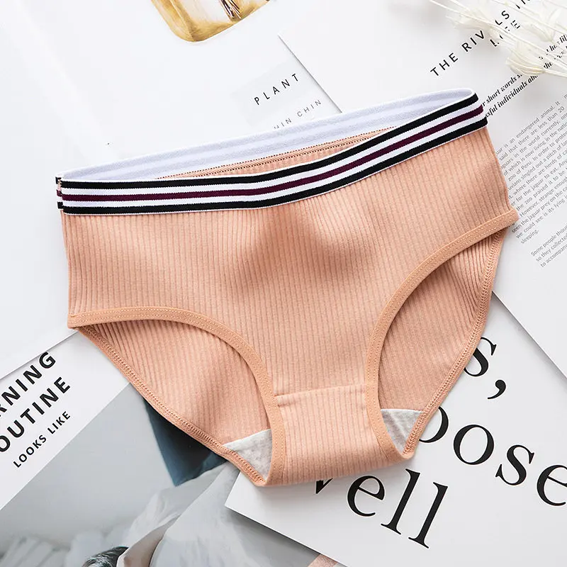 pink SP& CITY Спортивное хлопковое однотонное женское нижнее белье женские полосатые дышащие Бесшовные трусы мягкие сексуальные гигиенические трусики нижнее белье Танга - Цвет: pink