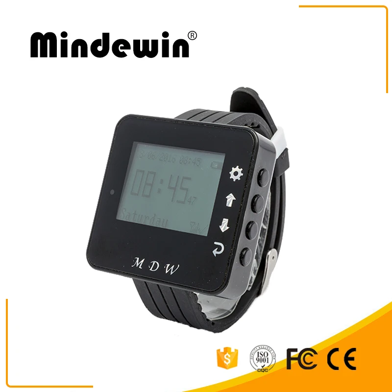 

Mindewin New Type Restaurant Waiter Buzzer Wrist Watch Pager Watches for Nurse Calling Bell Wireless Pager Role Watch