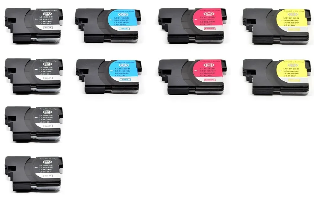 

Generic 10 PK Compatible LC61 4pk LC61BK+ 2pk LC61C+2pk LC61M+2pk LC61Y Ink Cartridge Set For Brother Printers