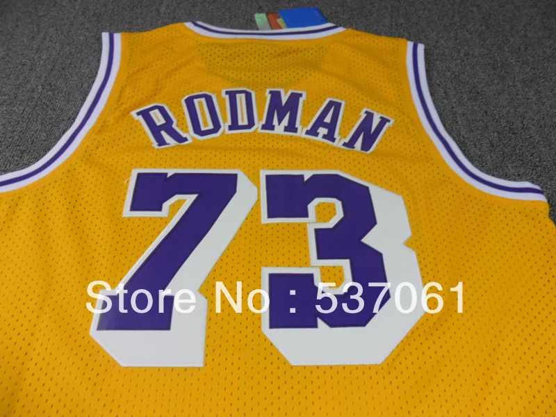 Free Shipping hot!Los Angeles #73 Dennis Rodman Classic style Basketball jersey Embroidery logos high quality yellow mix order | Спорт и