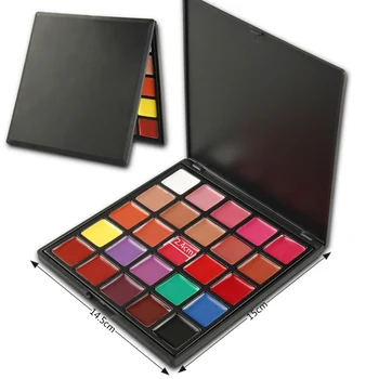 

Women 25 Colors Waterproof Make Up Moisturizer Lipstick Plate Easy to Wear