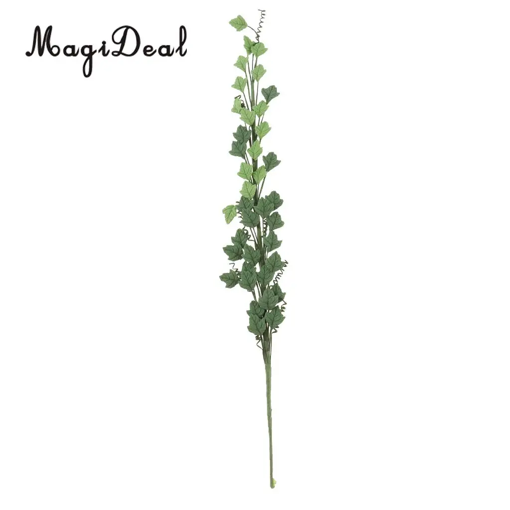 1/12 Scale Handmade Clay Boston Ivy Leaves String Rose Bouquet Dollhouse Indoor Outdoor Furniture Decor Kids Pretend Play Red