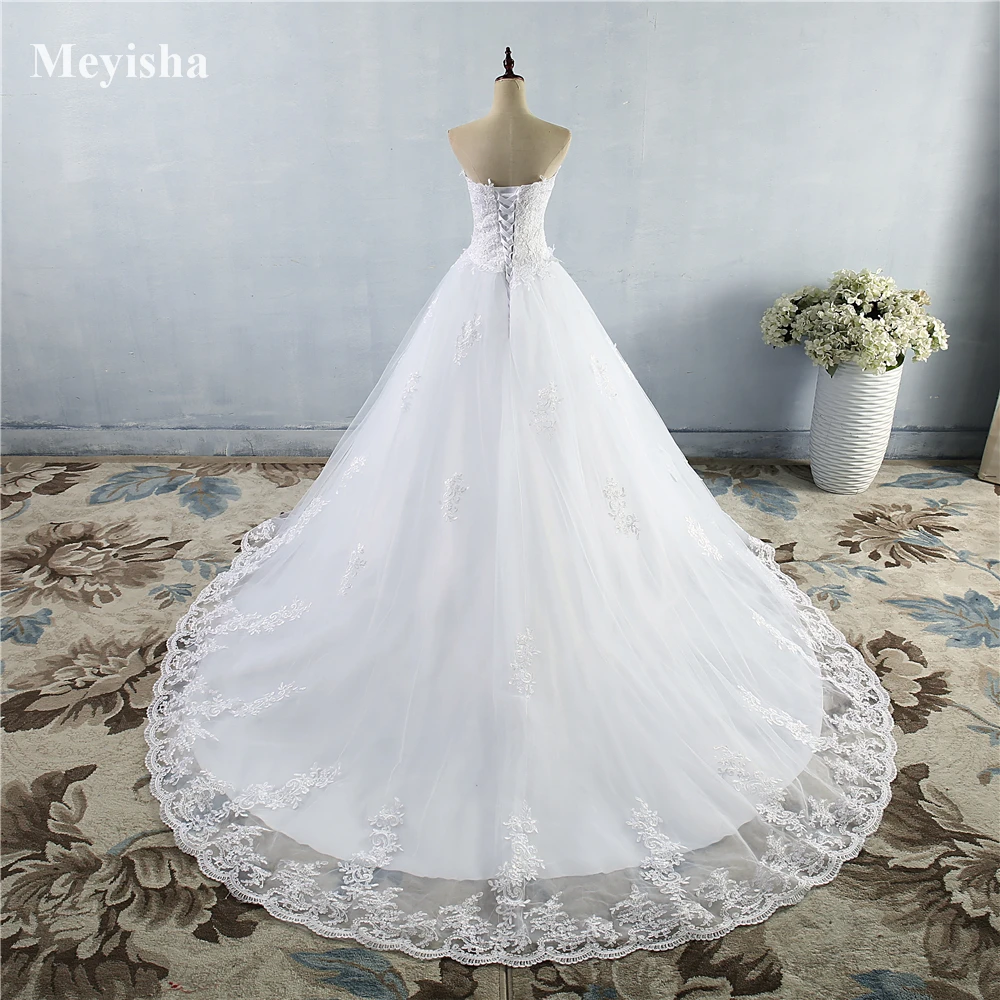 US $93.59 Zj9059 2019 2020 White Ivory Gown Tulle Sweetheart Wedding Dress Real Photo Court Train For Bride Dresses Plus Size High Quality