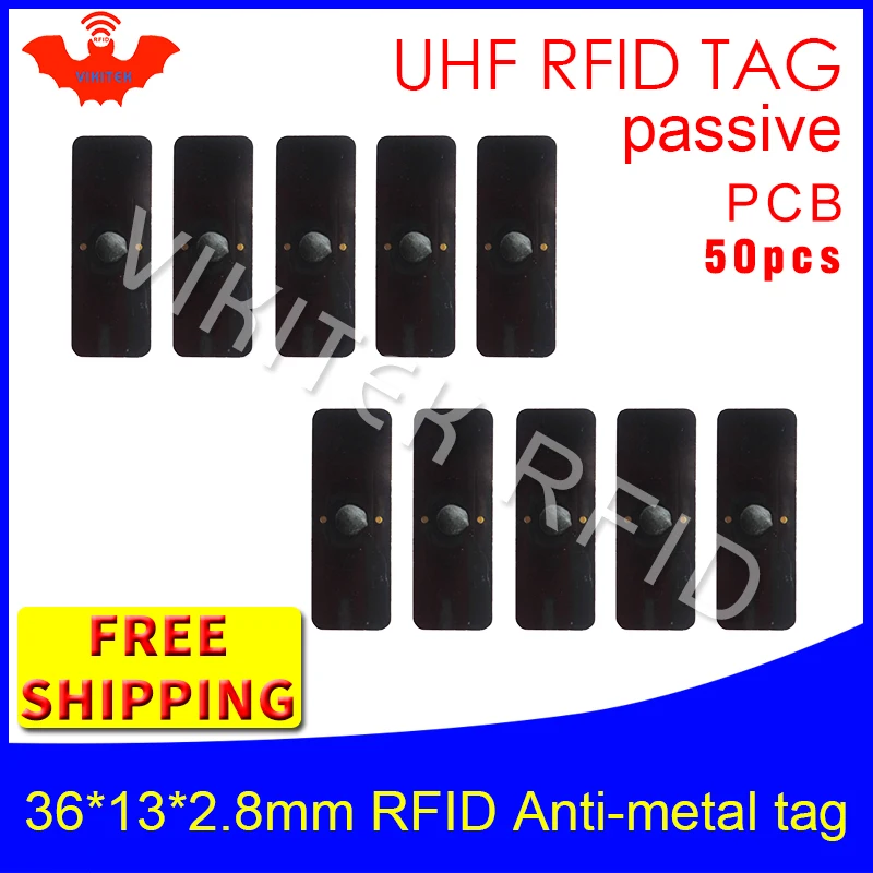 UHF RFID антиметаллическая бирка 915 м 868 м 50 шт. управление фиксированными активами 36*13*2,8 мм небольшой прямоугольник PCB пассивные RFID метки