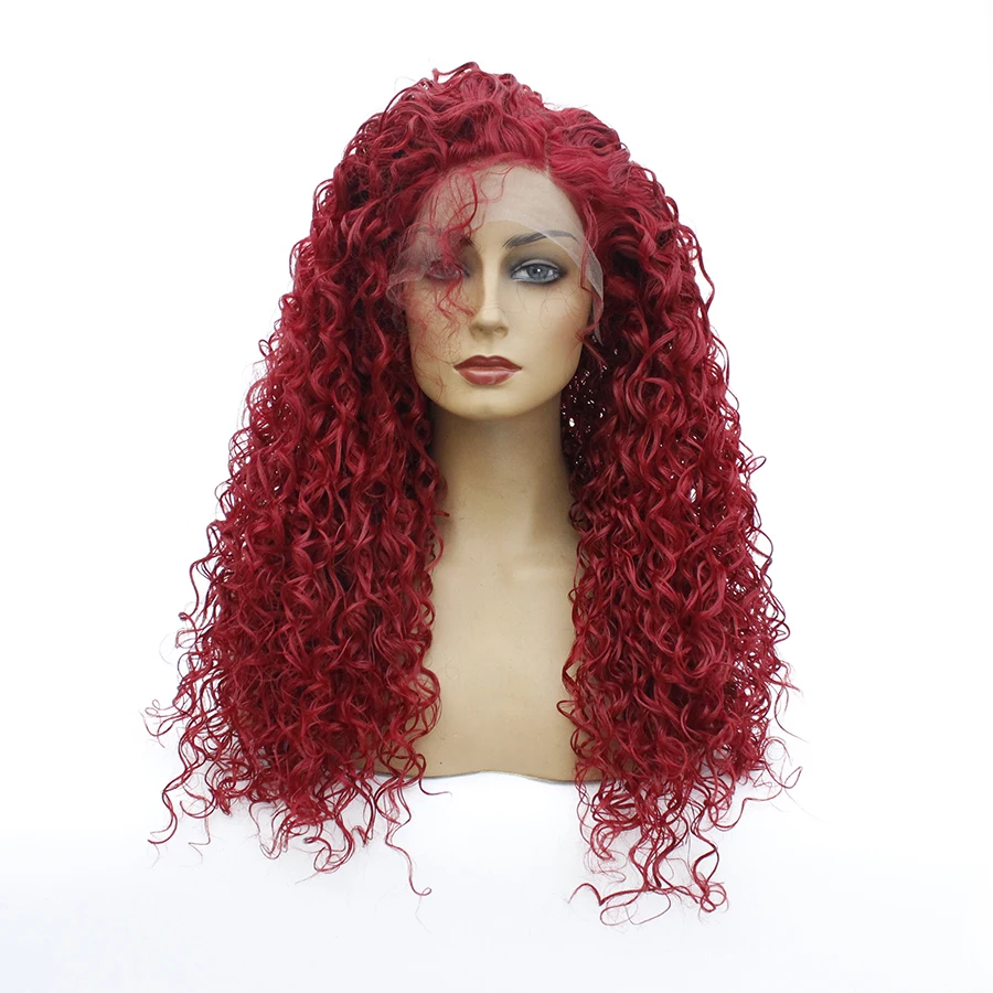 

Ombre Synthetic Kinky Curly Wig With Bangs Lace Front Wig For Black Women Black Brown 613 Purple Bug Heat Resistant Cosplay Wig