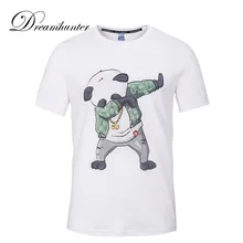 Panda печати с коротким рукавом спортивная рубашка Мужчины кроссовки топы Спортивные Тяжелая атлетика одежда футболки Плюс Размер Тренажерный зал мышц для бега