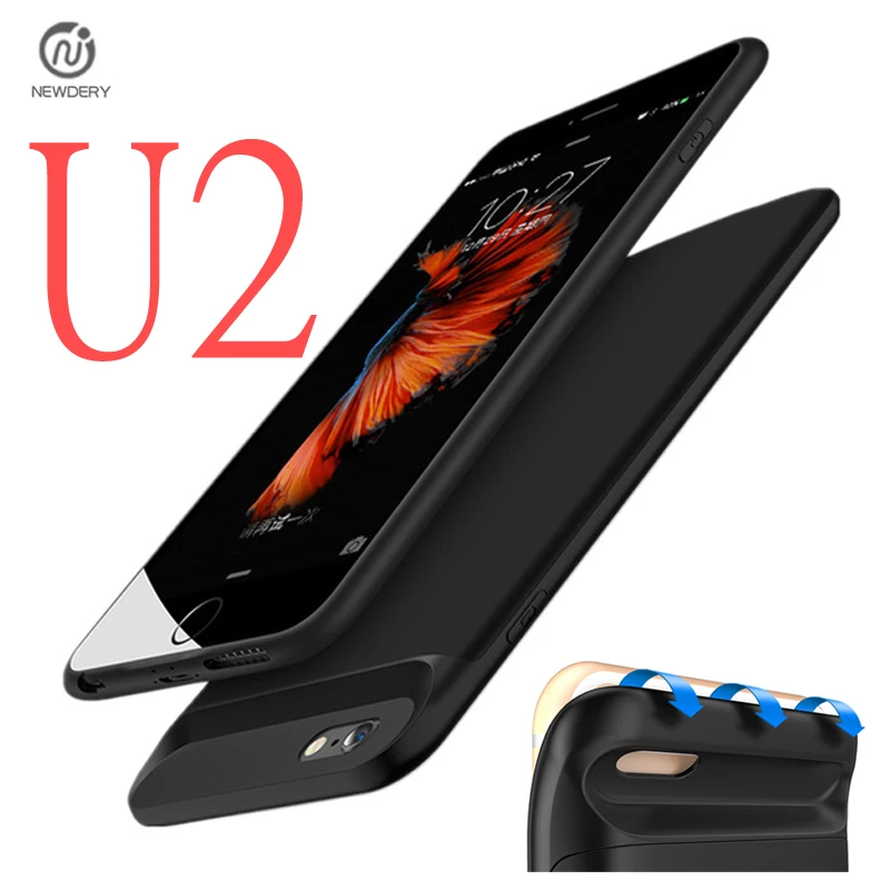 Goedkoop NEWDERY CN Schip U2 Externe TPU Bumper Backup Power bank Pack acculader Case iphone 6 6 S 7 Plus met magnetische