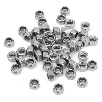 

MTGATHER 50PCS M3 M5 304 Stainless Steel DIN985 Galvanized Self-locking Nut Nylon Lock Silver Self-locking Hex Nuts Locknut