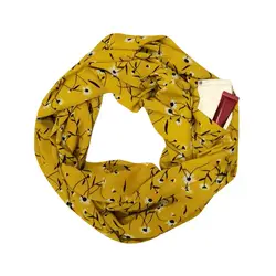 Женские красные слюнявчик в цветочек карман на молнии для хранения нагрудник 2019 Мода Круг шарф весна и осень теплые шарфы # YL1
