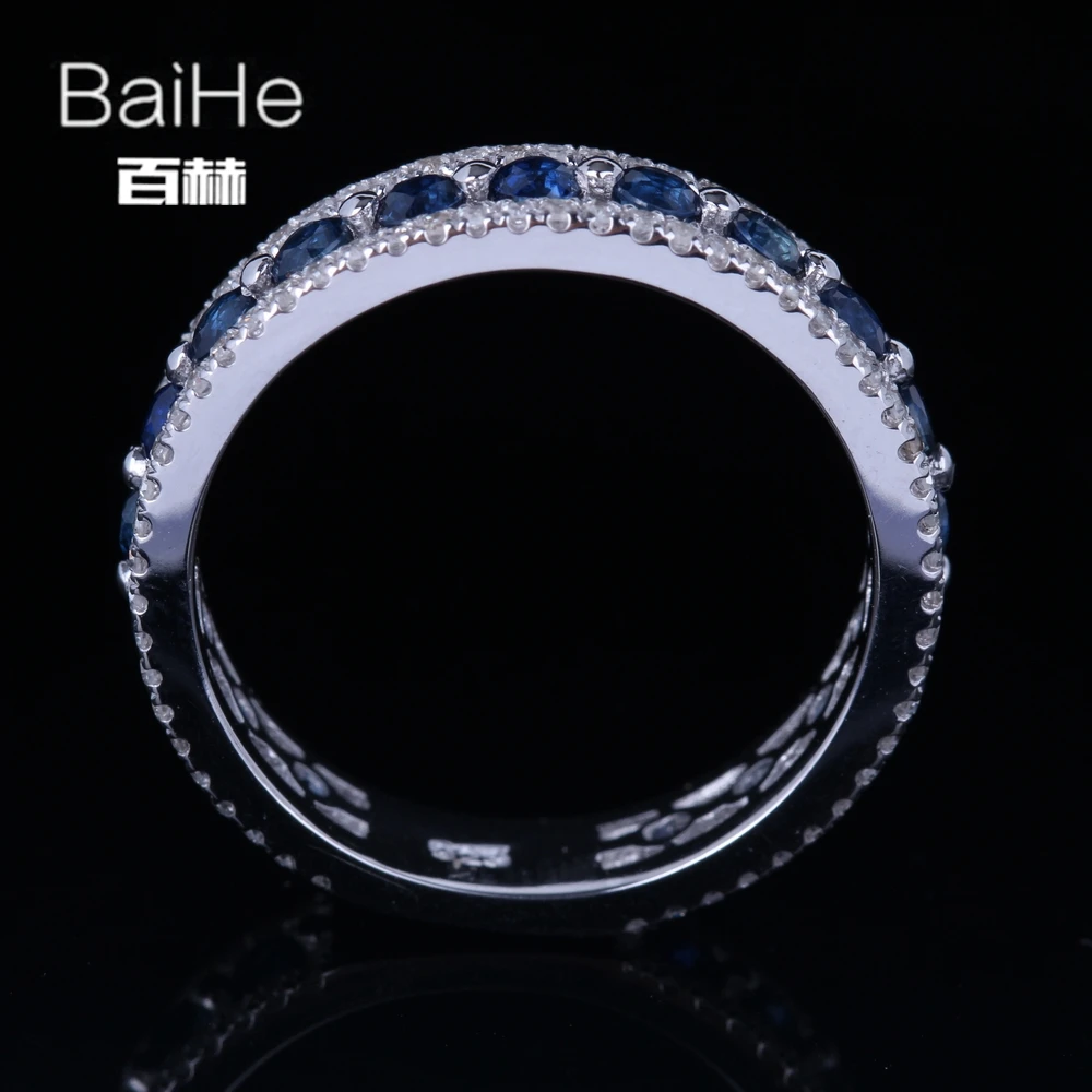 BAIHE Solid 14 K белое золото(AU585) 1.7CT сертифицированные H/SI натуральные бриллианты сапфиры свадебные женские модные ювелирные изделия кольцо