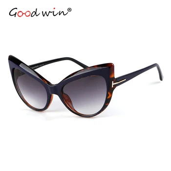 

Good Win Sunglasses Women Cat Eye Luxury Brand Designer Gradient Mirror Lens Cateye Big Frame Female Sun Glasses Beach Oversized
