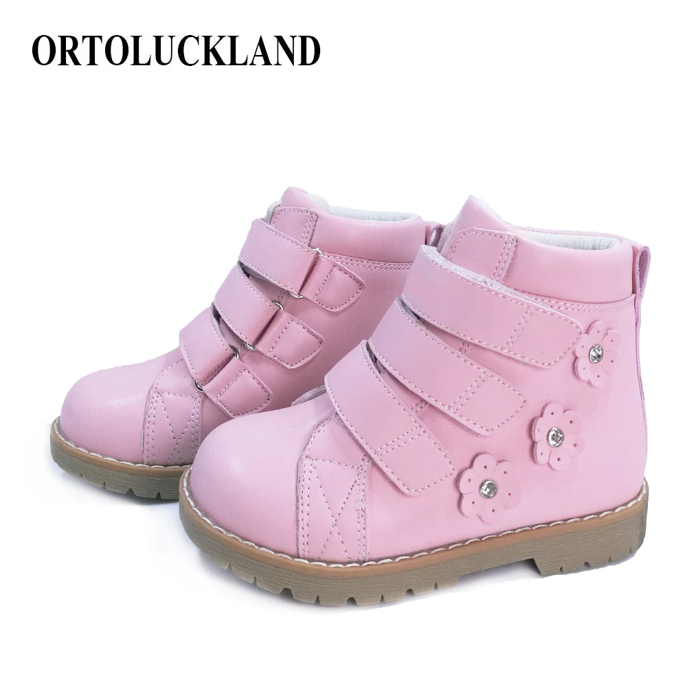

Ortoluckland Warm Plush Girls Ankle Boots Autumn Winter Platform Shoes Child Orthopedic Snow Boots Kids Leather Pink Casual Shoe