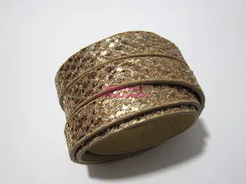 

10x2mm Copper Glitter leather cord 10mm Flat Leather Cord