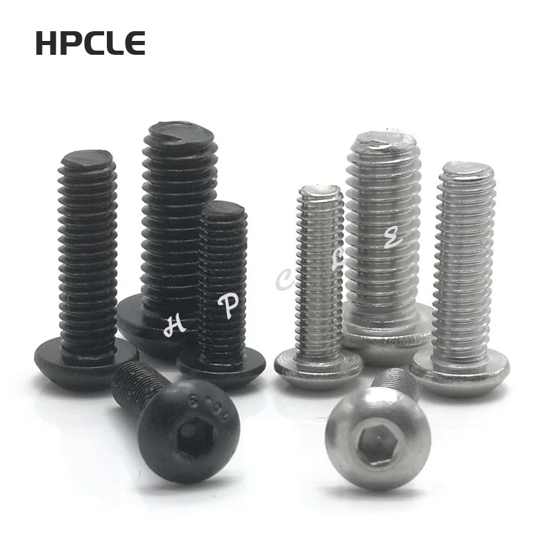 

5-50pcs ISO7380 M2 M2.5 M3 M4 M5 M6 M8 304 A2-70 Stainless Steel or Black 10.9 grade Hexagon Socket Head Button Allen Bolt Screw
