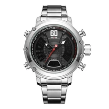 WEIDE fashion LCD Analog Digital Dual Display Quartz Men Sport Watch Business Stainless Steel Strap Wristwatches Multifunctional WEIDE fashion LCD Analog Digital Dual Display Quartz Men Sport Watch Business Stainless Steel Strap Wristwatches Multifunctional
