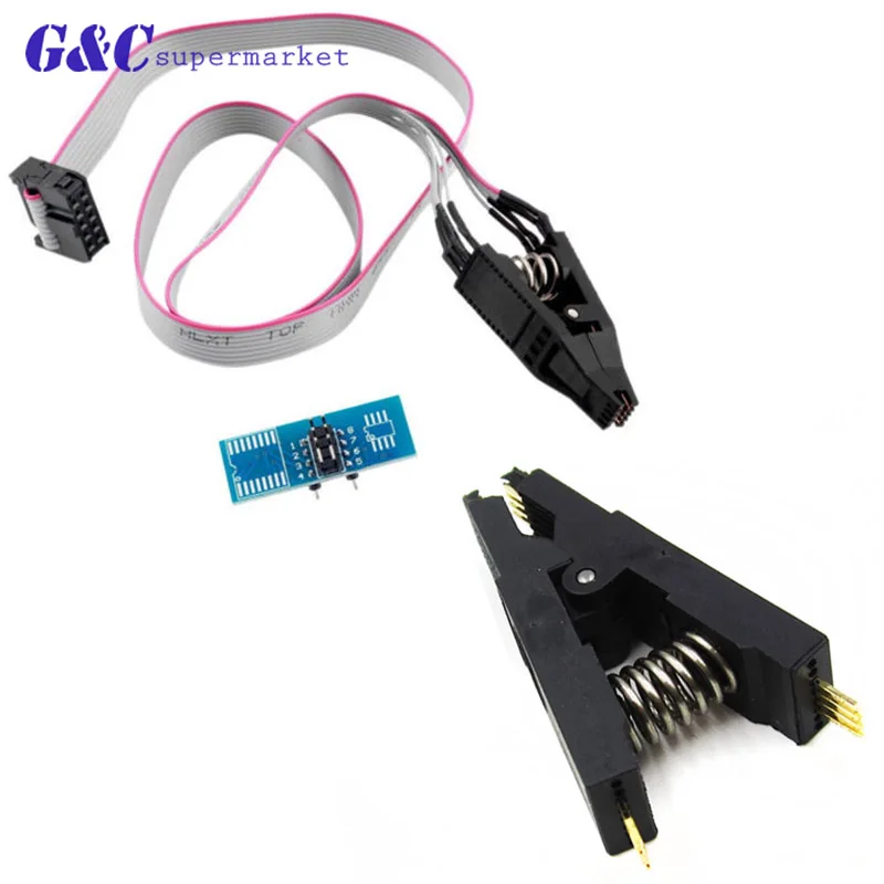 Программатор SOIC8 SOP8 DIP8 IC Flash Chip Test Clip Socket Adapter BIOS/24/25/93|Интегральные схемы| |