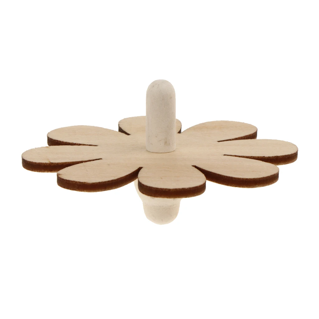 4 Pieces Funny Educational Natural Wood Gyro Spinning Top Toys For Kids Children