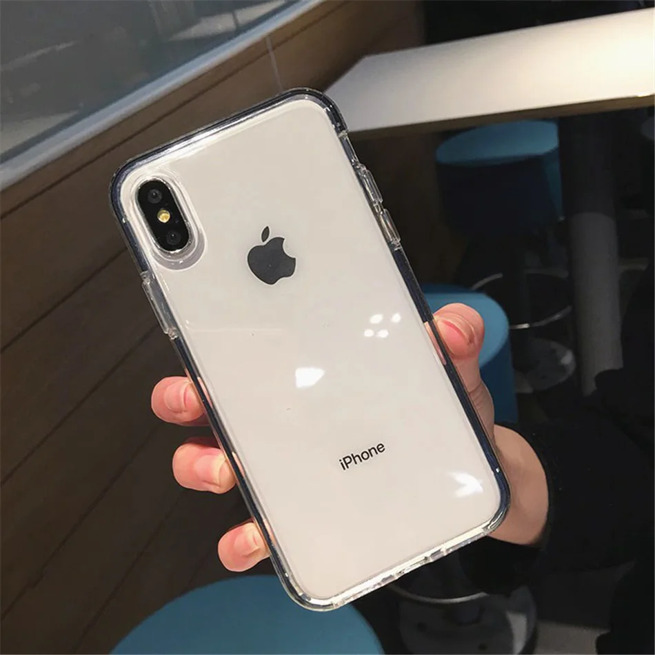 Прозрачный противоударный чехол для телефона iPhone 11 8 Plus X XR XS Max простой чехол для iPhone 7 6S Plus Мягкий ТПУ силиконовый чехол