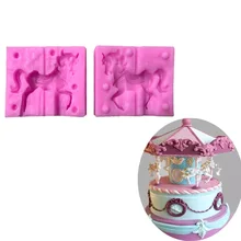 2 PC Kuda Berbentuk Fondant Silicone Mold 3D Kerajinan Cake Decorating Alat DIY Kue Kue Cetakan Chocolate Permen Alat L130(China)