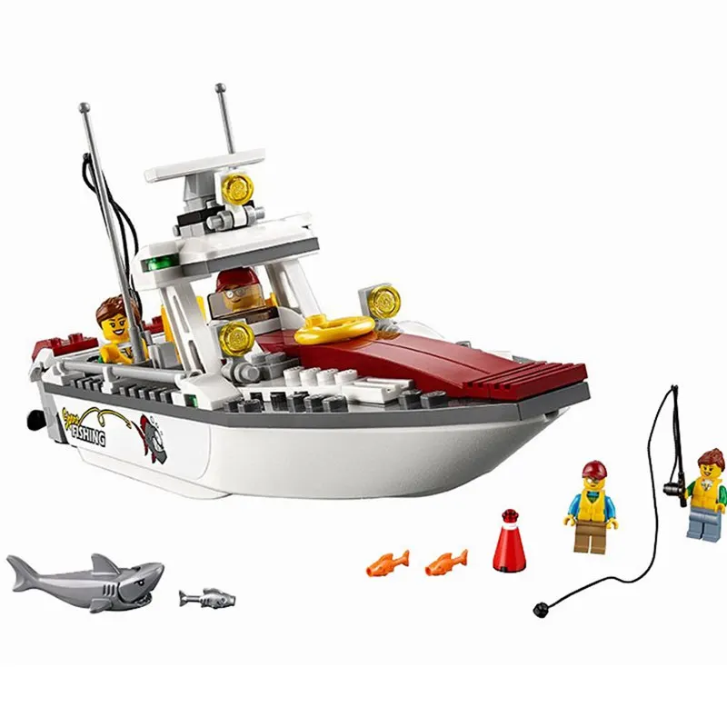 

Block City The Fishing Boat 159Pcs with Shark Building Blocks Toys For Children Compatible for Legoing Citys Boats Kids Gifts