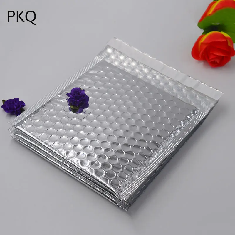 Size 18x17cm 50pcs/lot Silver Padded Shipping Envelope Metallic Bubble