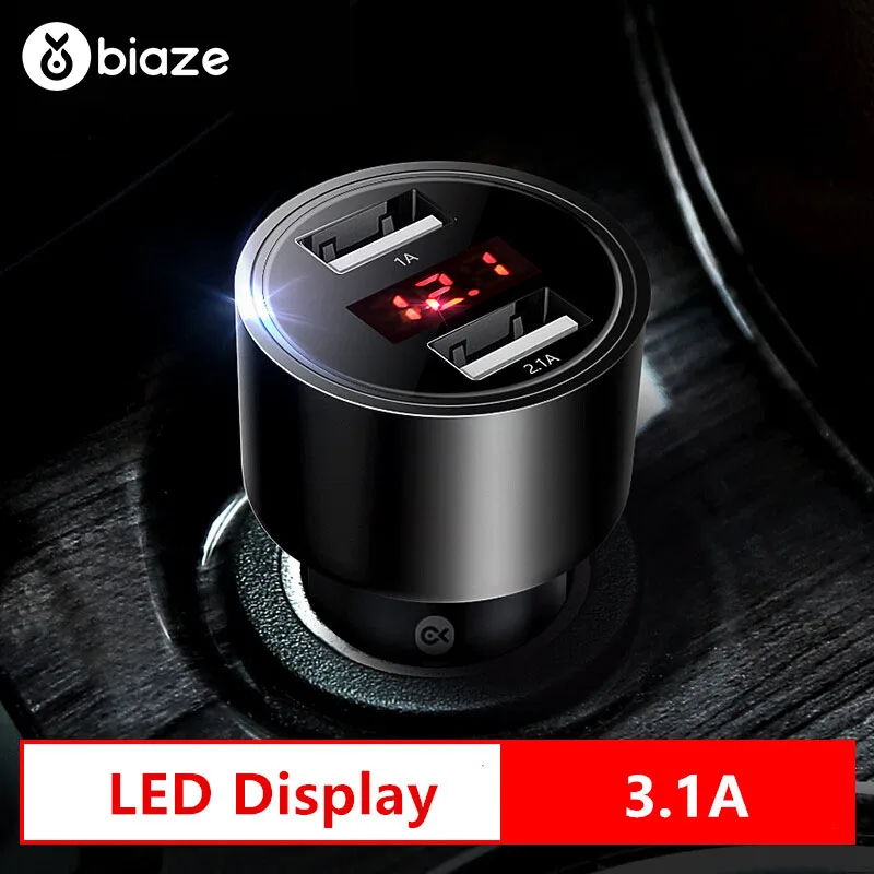 Biaze الزنك سبائك المزدوج USB ميناء الرقمية الأحمر LED الجهد الحالي عرض سيارة شاحن آيفون X Xs ماكس ل هاتف تابلت شاحن Biaze الزنك سبائك المزدوج USB ميناء الرقمية الأحمر LED الجهد الحالي عرض سيارة شاحن آيفون X Xs ماكس ل هاتف تابلت شاحن