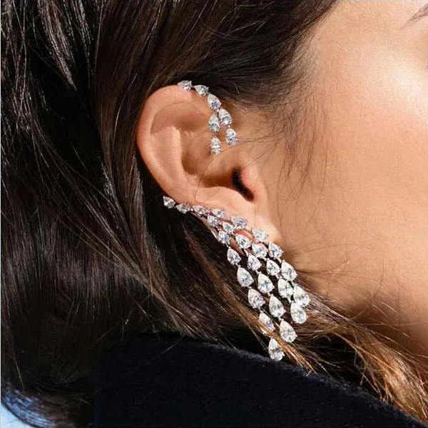 

Trend Luxury Single Piece phoenix tail shape Ear Cuff Earrings AAA Cubic Zirconia A Master Piece Clip Earring Women Jewelry