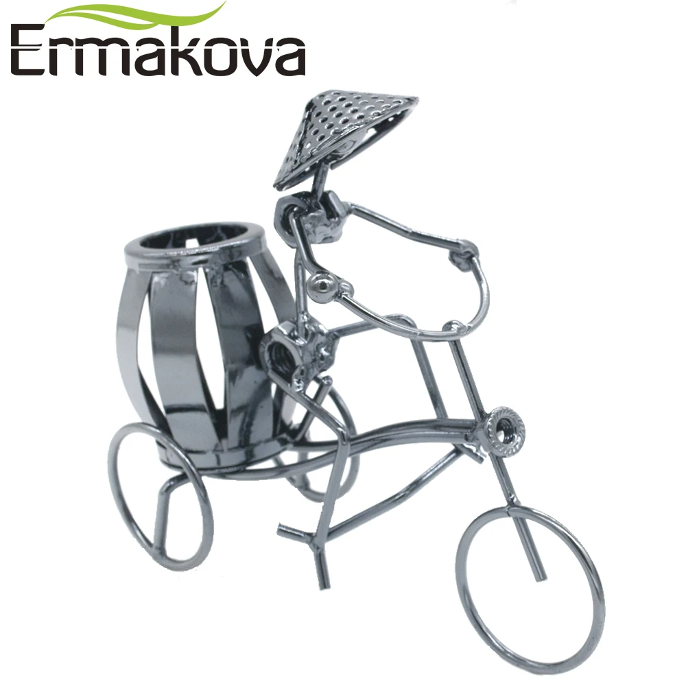 

ERMAKOVA Metal Tricycle Model Retro Bike Model Statue Pencil Cup Antique Bicycle Pen Container Holder Home Office Decor